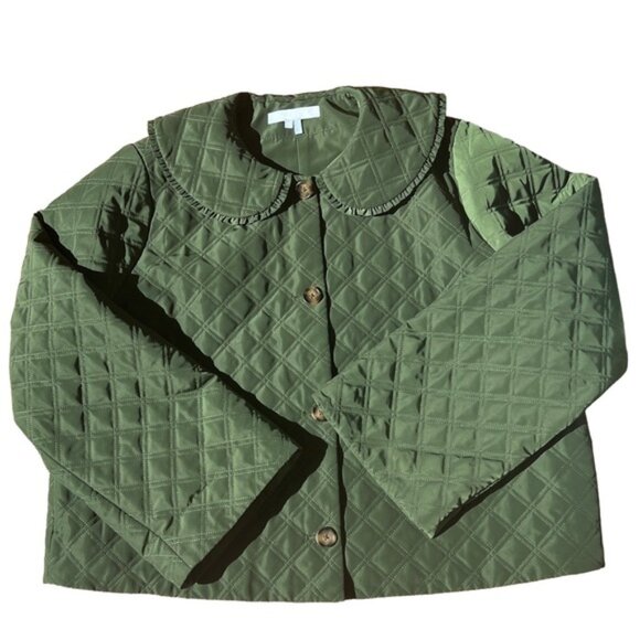 Hill House The Blake jacket leaf green Peter Pan collar neutral wide sleeve XXL - Picture 7 of 16